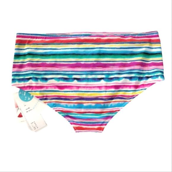 Rosa Faia High Rise Colorful Striped Bikini Swim Bottoms Plus Size 14 NWT - Picture 3 of 5